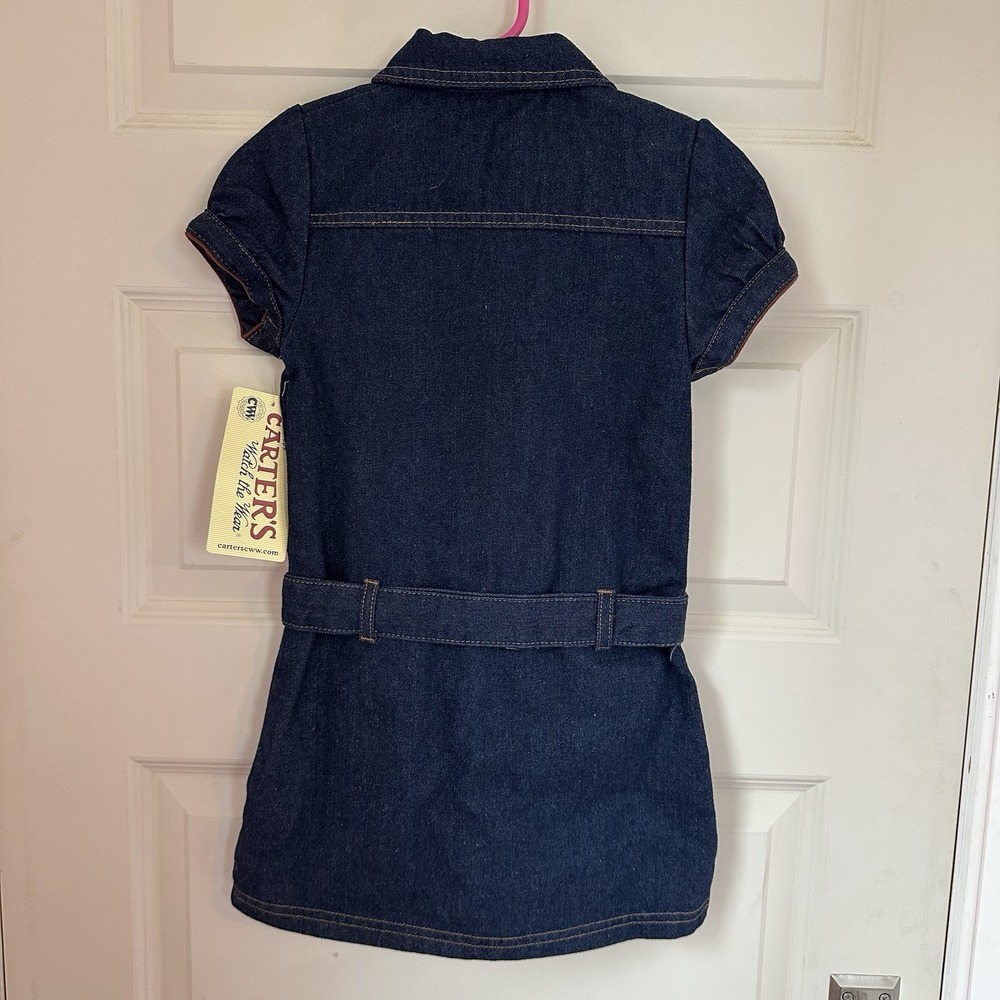 NWT Carter's Watch The Wear Vintage‎ Dark Denim Dress Girls Size 6X Butterflies - Picture 5 of 7